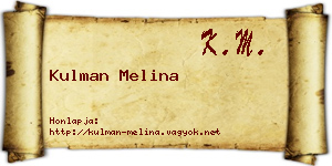 Kulman Melina névjegykártya